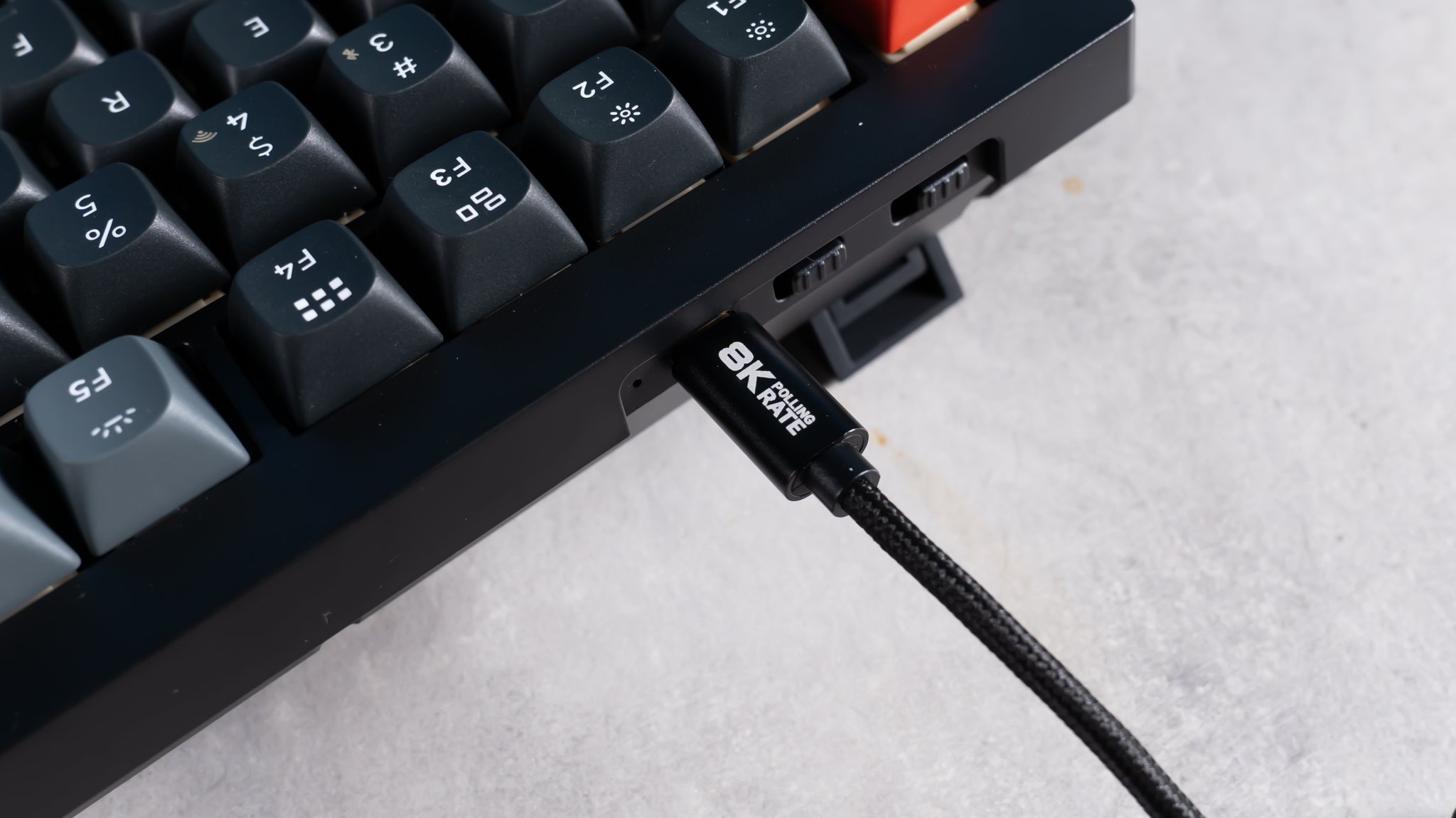 A black Keychron V1 Ultra 8K mechanical keyboard