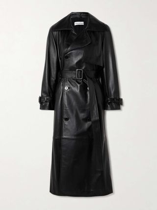 Henri Belted Leather Trench Coat