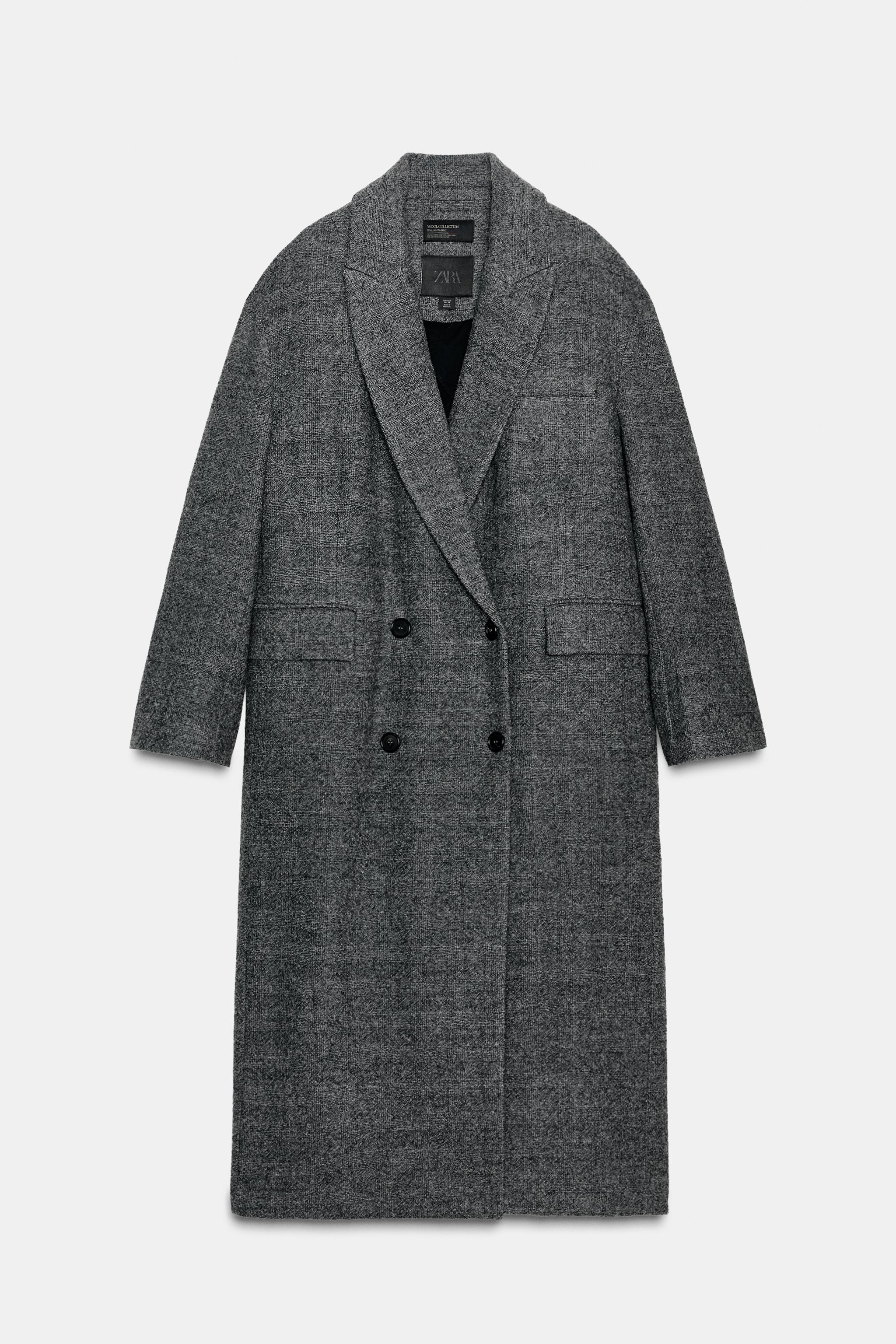 100% Wool Plaid Coat Zw Collection Limited Edition