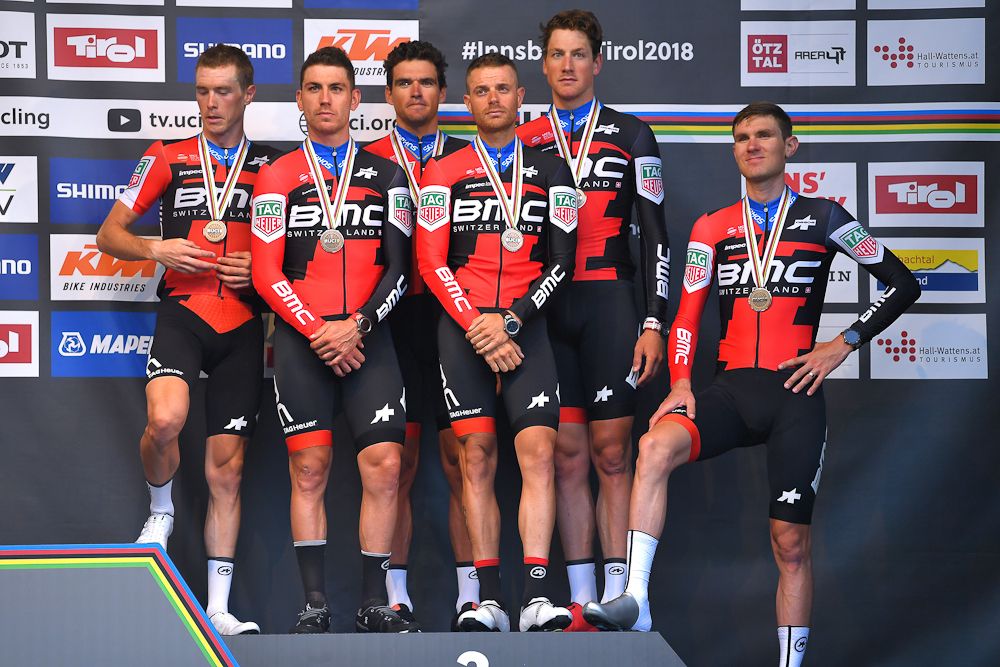 BMC Racing finished third in the 2018 team time trial world championship