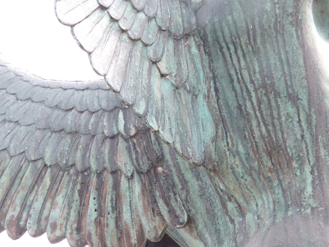 Close up of a statue of a wing
