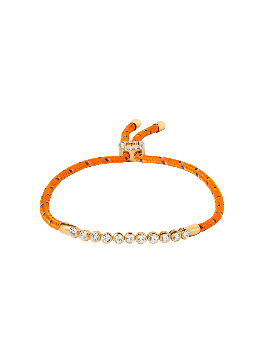 James Bezel Orange Paracord Anklet, Gold