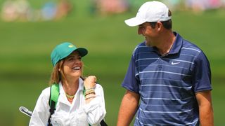 Meredith and Scottie Scheffler at the 2023 Masters Par-3 Contest