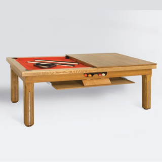 pool dinning table with red top