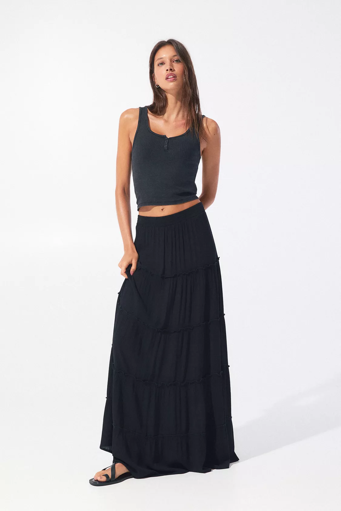 pullandbear, Panelled Midi Skirt