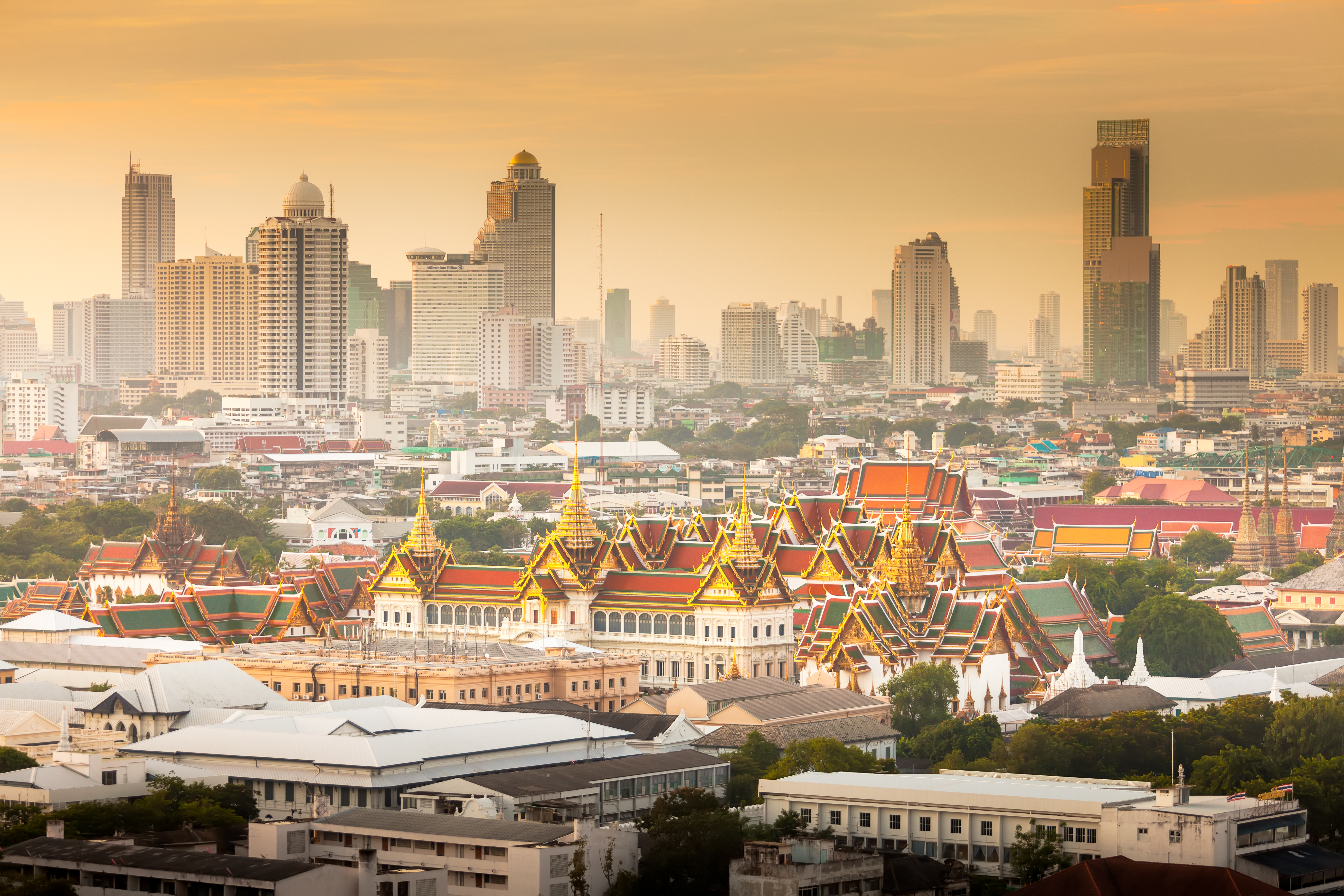 Sunrise over Bangkok city skyline