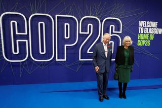 COP26: Britain's Prince Charles, Prince of Wales, and Camilla, Duchess of Cornwall, arrive for the COP26 UN Climate Summit in Glasgow on November 1, 2021. - More than 120 world leaders meet in Glasgow in a "last, best hope" to tackle the climate crisis and avert a looming global disaster. (Photo by PHIL NOBLE / POOL / AFP) (Photo by PHIL NOBLE/POOL/AFP via Getty Images)