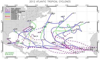 Storm tracks of all of 2012's tropical cyclones.