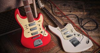 Vintage REVO Galactica: a retro-inspired red electric with switches, three pickups and vibrato