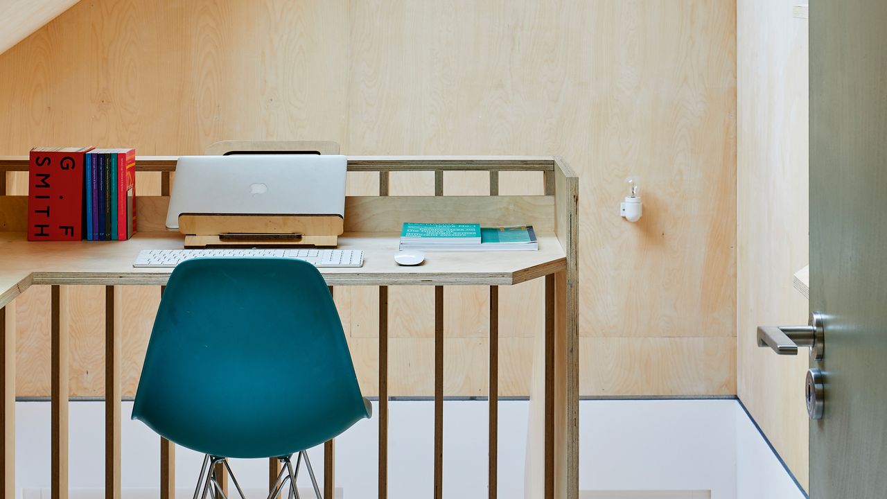 Desk on landing above staircase