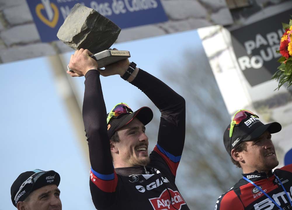 John Degenkolb (Giant-Alpecin) on the Paris-Roubaix podium