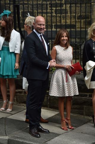 Alan Shearer and his wife Lainya ( attending the wedding of Declan Donnelly and Ali Astall in Newcastle.