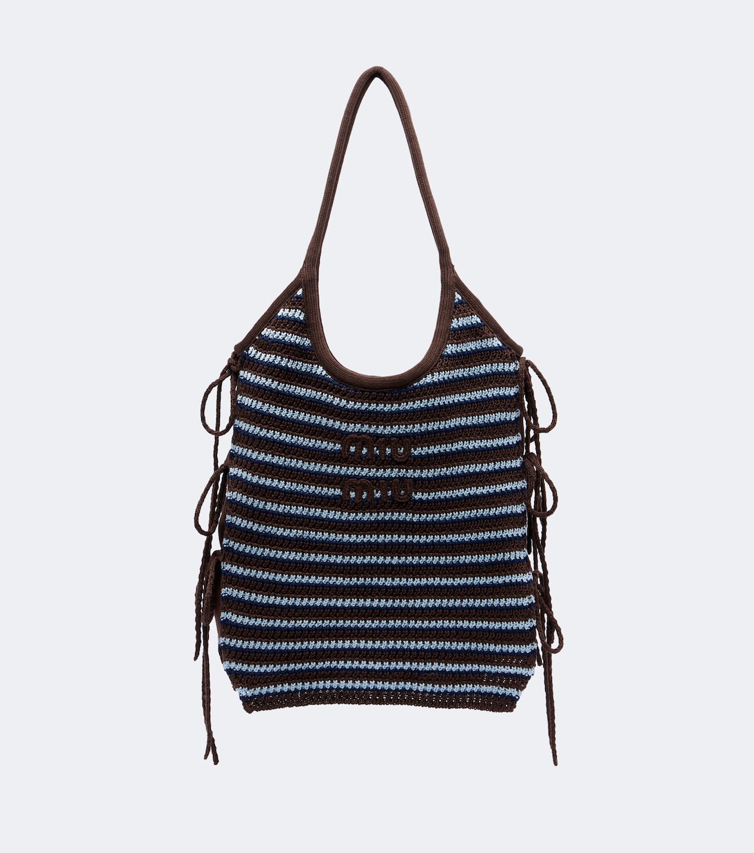 Ivy Crochet Striped Tote Bag in Blue - Miu Miu