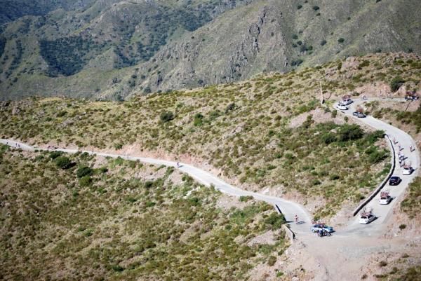 The climb cuts the peloton to pieces