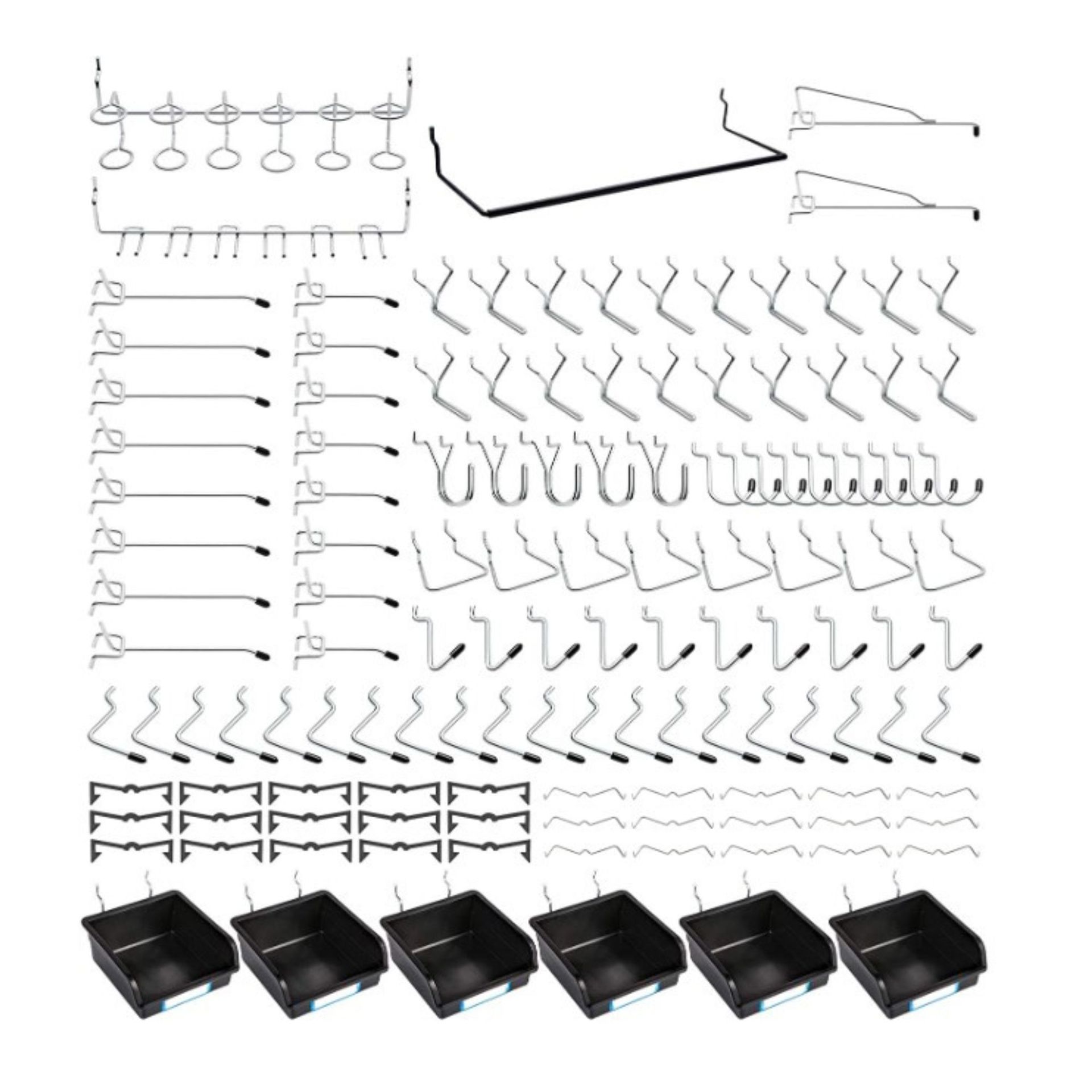 Satu set pengait dan baki untuk pegboard
