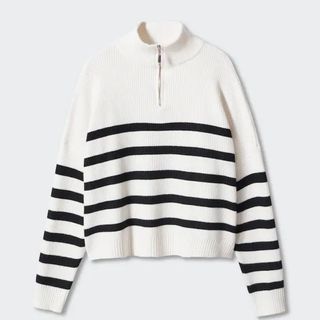 striped zip up sweater
