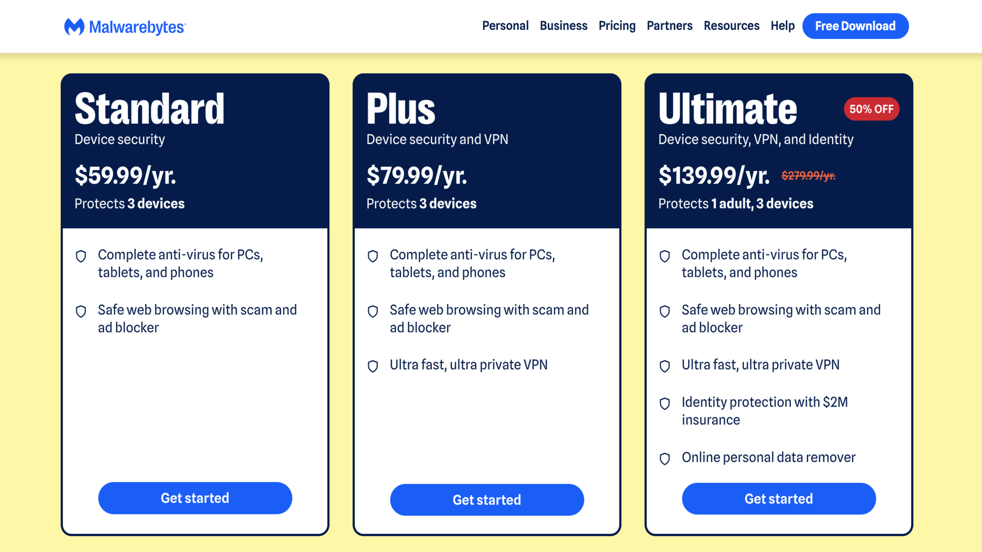 Malwarebytes&rsquo; pricing plans