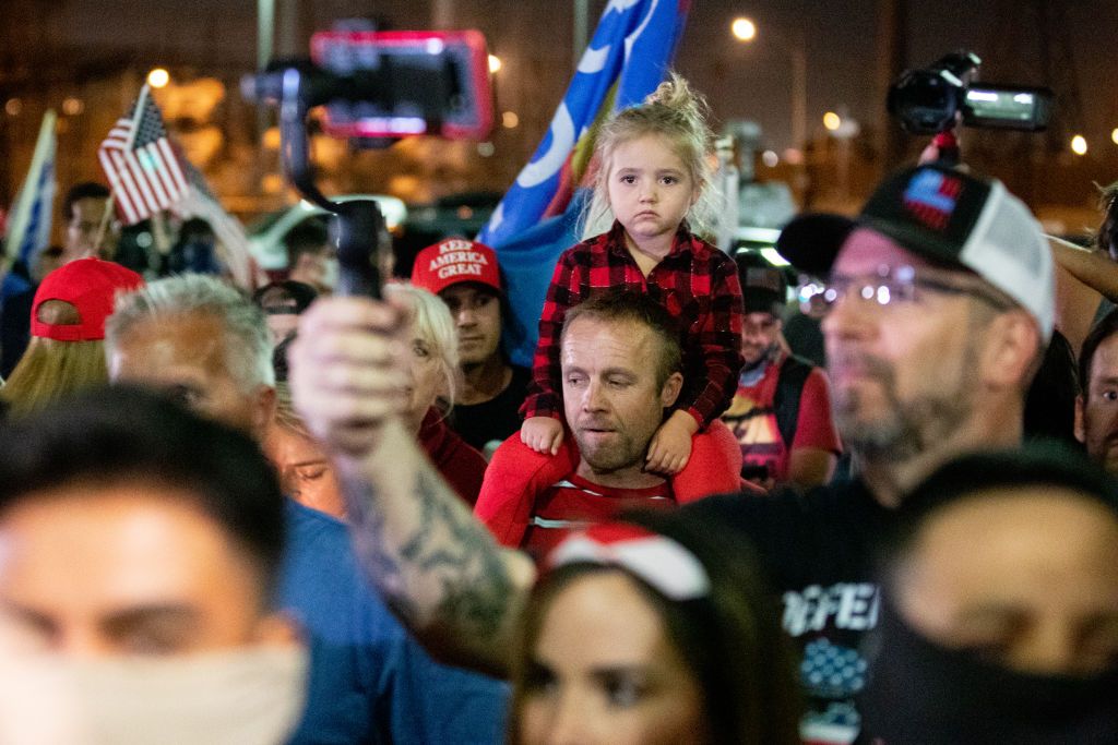 Pro-Trump protesters outside of the Maricopa County Elections Department.