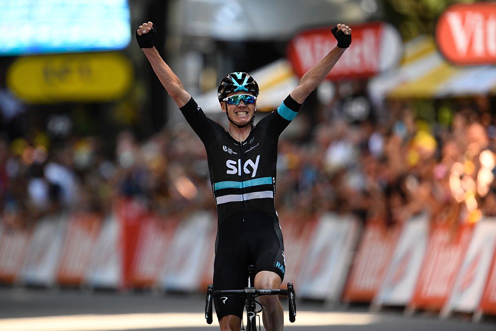 Chris Froome was all smiles after his surprise attack on the descent to Luchon