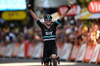 Chris Froome was all smiles after his surprise attack on the descent to Luchon