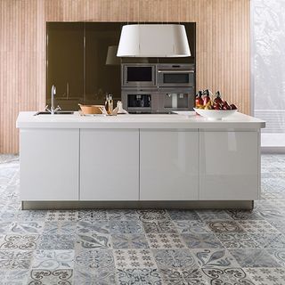 kitchen with counter and porcelanosa tiles