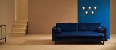 A navy blue sofa 
