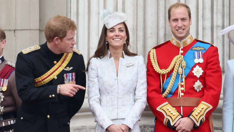 Prince Harry, Kate Middleton, and Prince William.