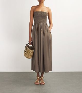 Womens Matteau Brown Shirred Midi Dress | Harrods Uk