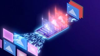 A promotional render created by Intel to indicate how its XeSS 3 multi-frame generation technology works on its Xe GPUs.