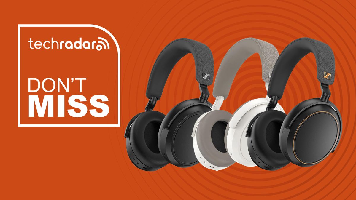 Sennheiser Momentum 4 Wireless headphones in black, white and special edition copper black on an orange background with &quot;Don&#039;t Miss&quot; text in white.