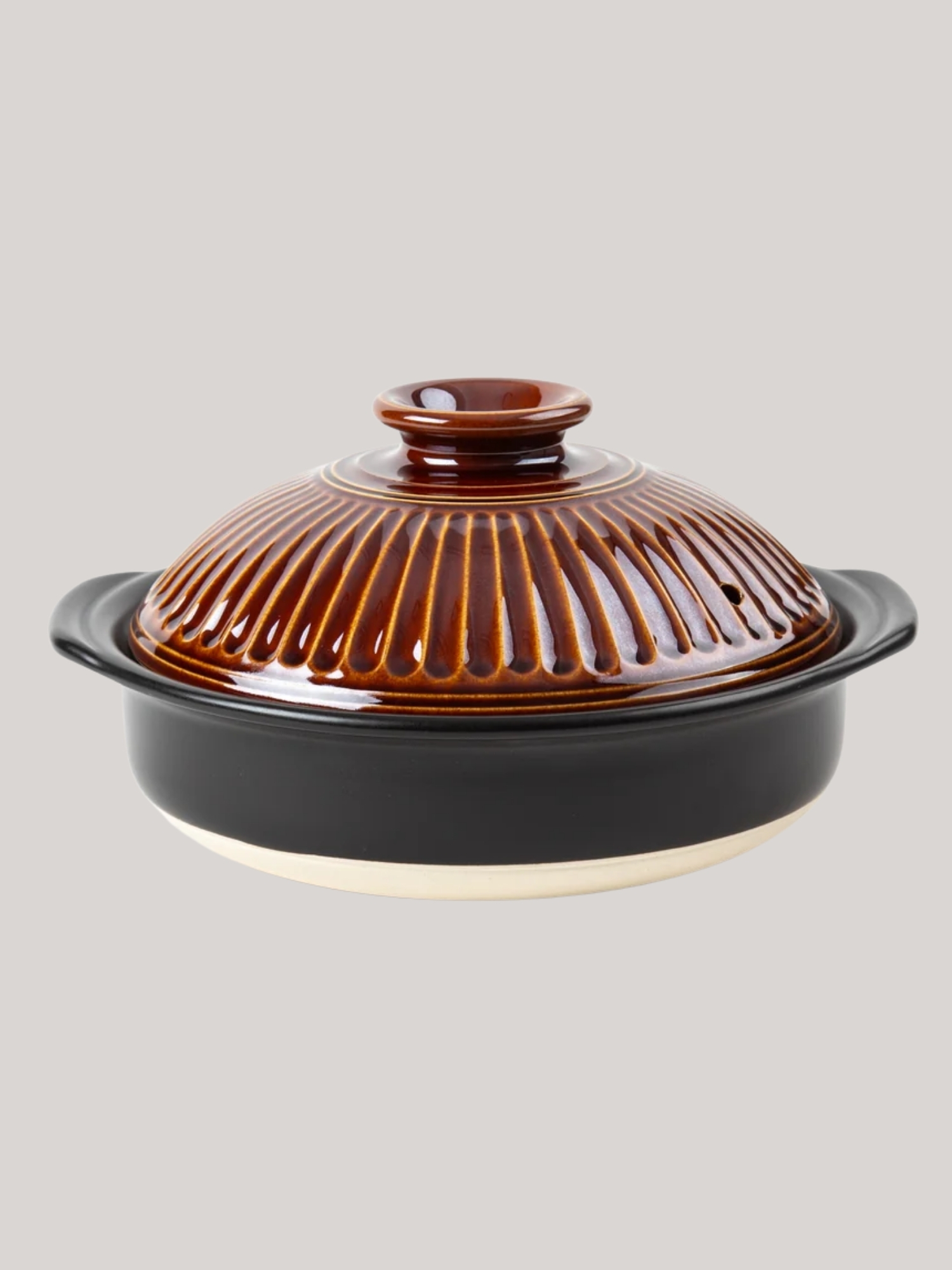 GINPO, Chrysanthemum Ame Glaze Donabe Clay Pot