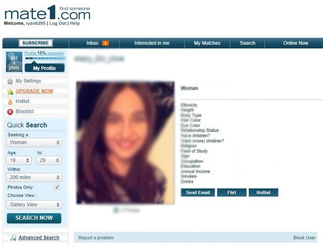 You can see a short list of people&rsquo;s details on Mate1 before sending a flirt or an email.