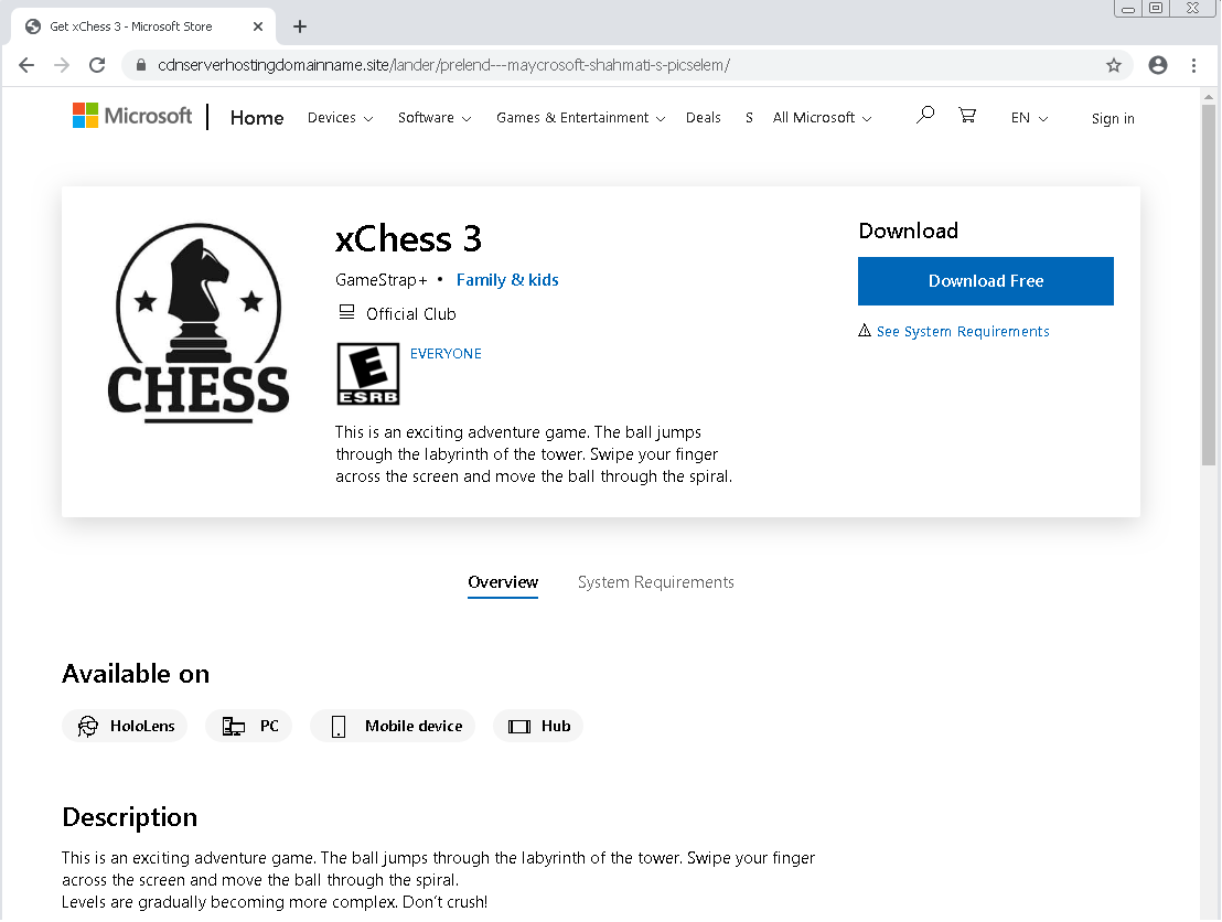 Fake Microsoft Store Chess