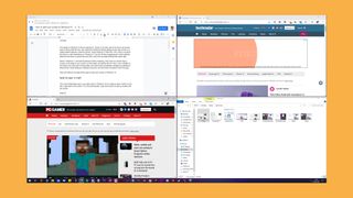 Screen split into four in Windows 10