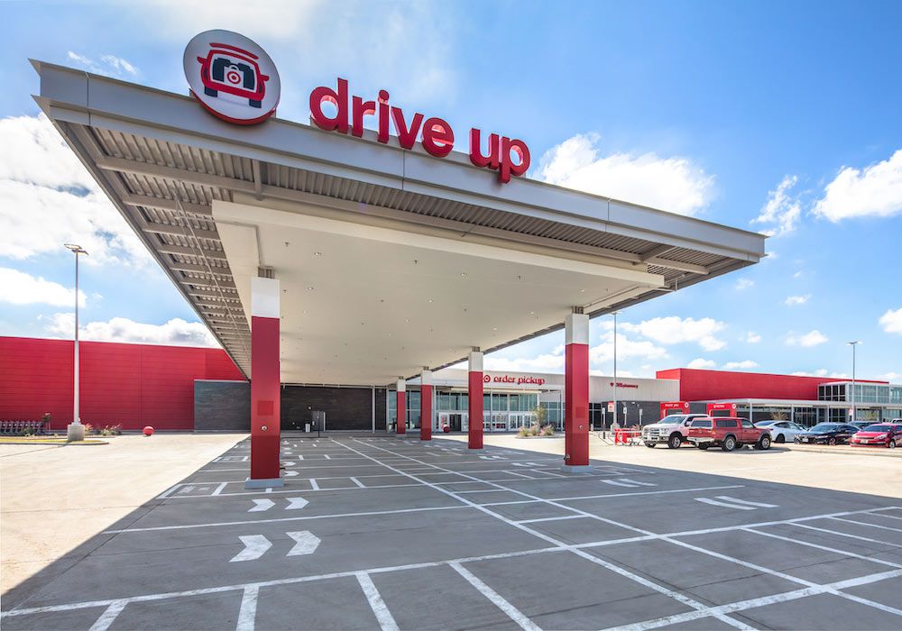 The drive-up pickup area of a new Target store design in Houston, Texas