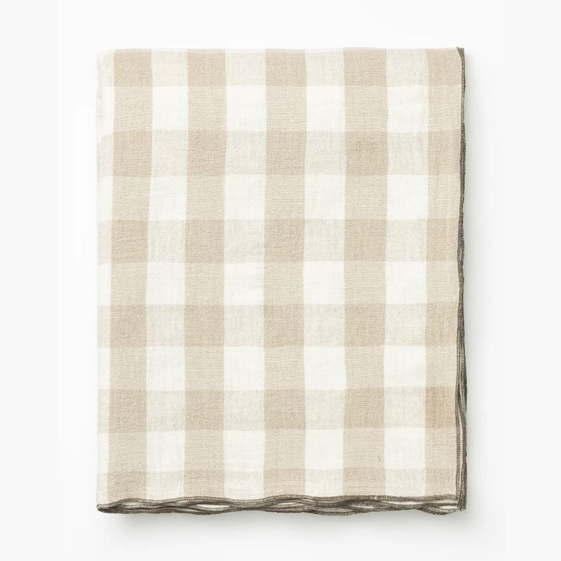 light beige check tablecloth