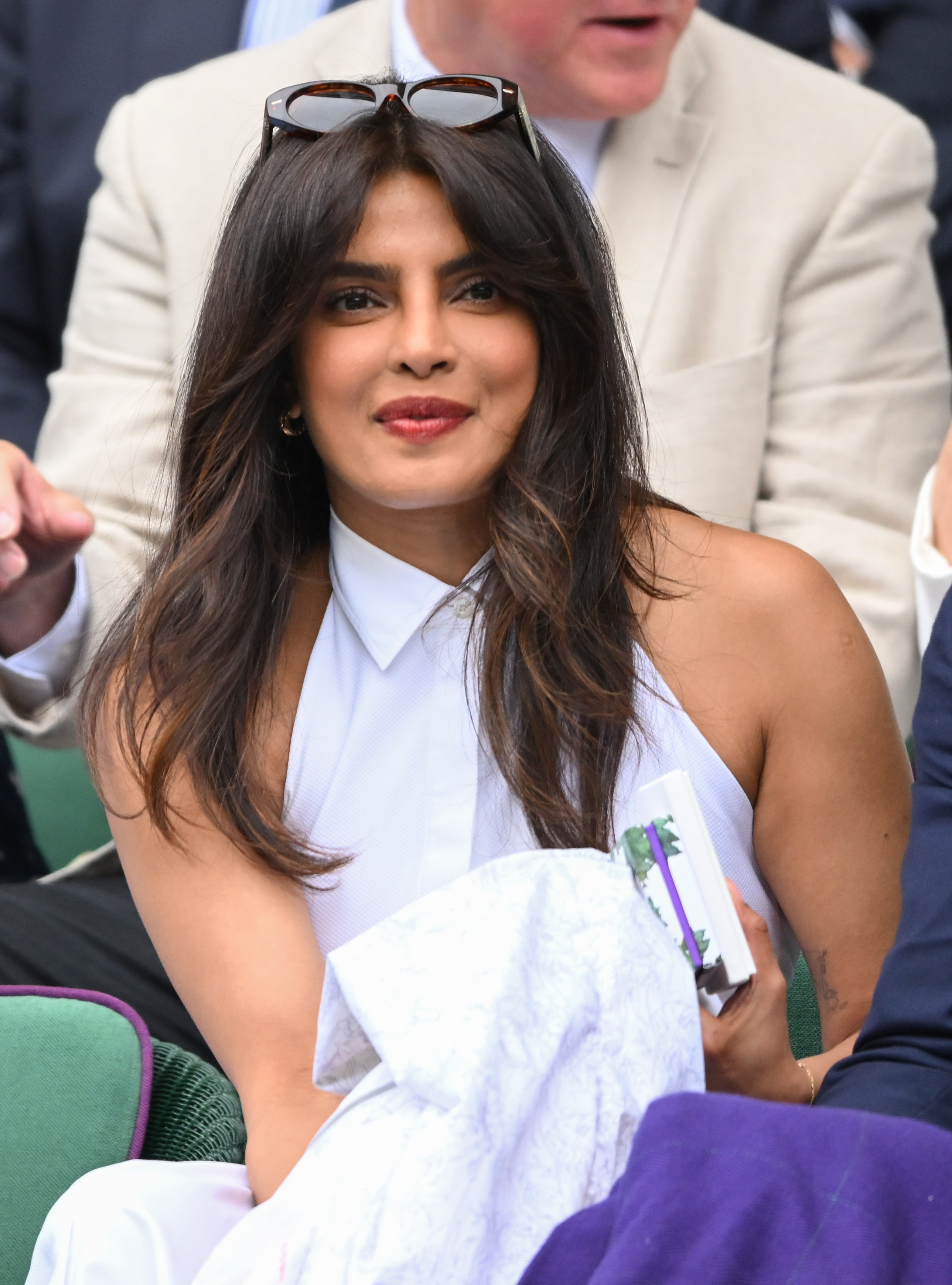 Priyanka Chopra wears a powder blue to Wimbledon.