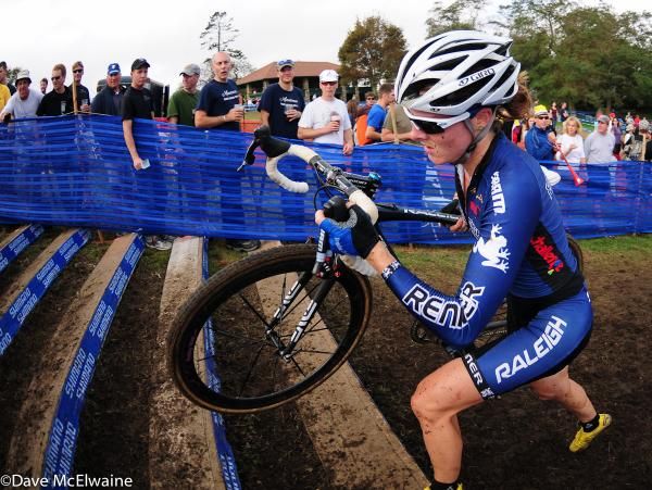 Gabby Day (Renner Custom Cyclocross) racing in fifth place
