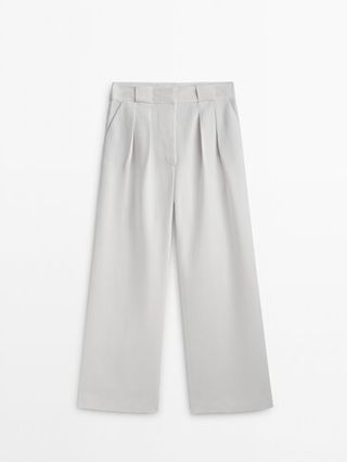 Massimo Dutti Wide-leg darted suit trousers