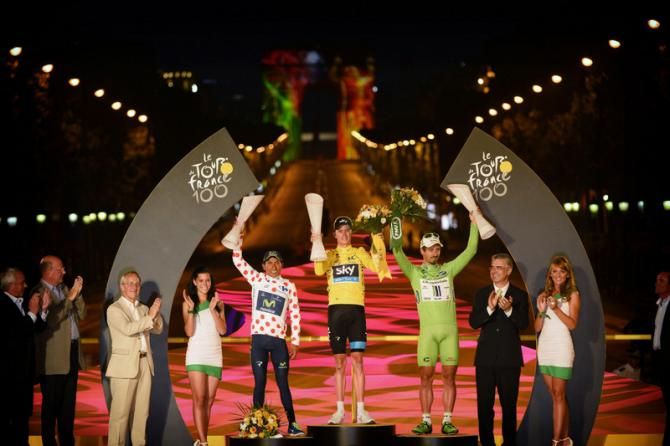 The classification winners on the podium in Paris