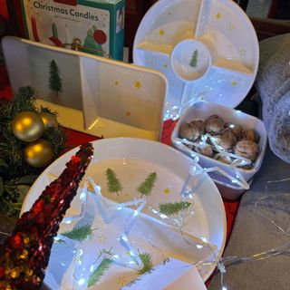 Christmas tree white serve ware