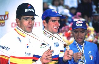 The podium of the 1995 world championships (Sunada)