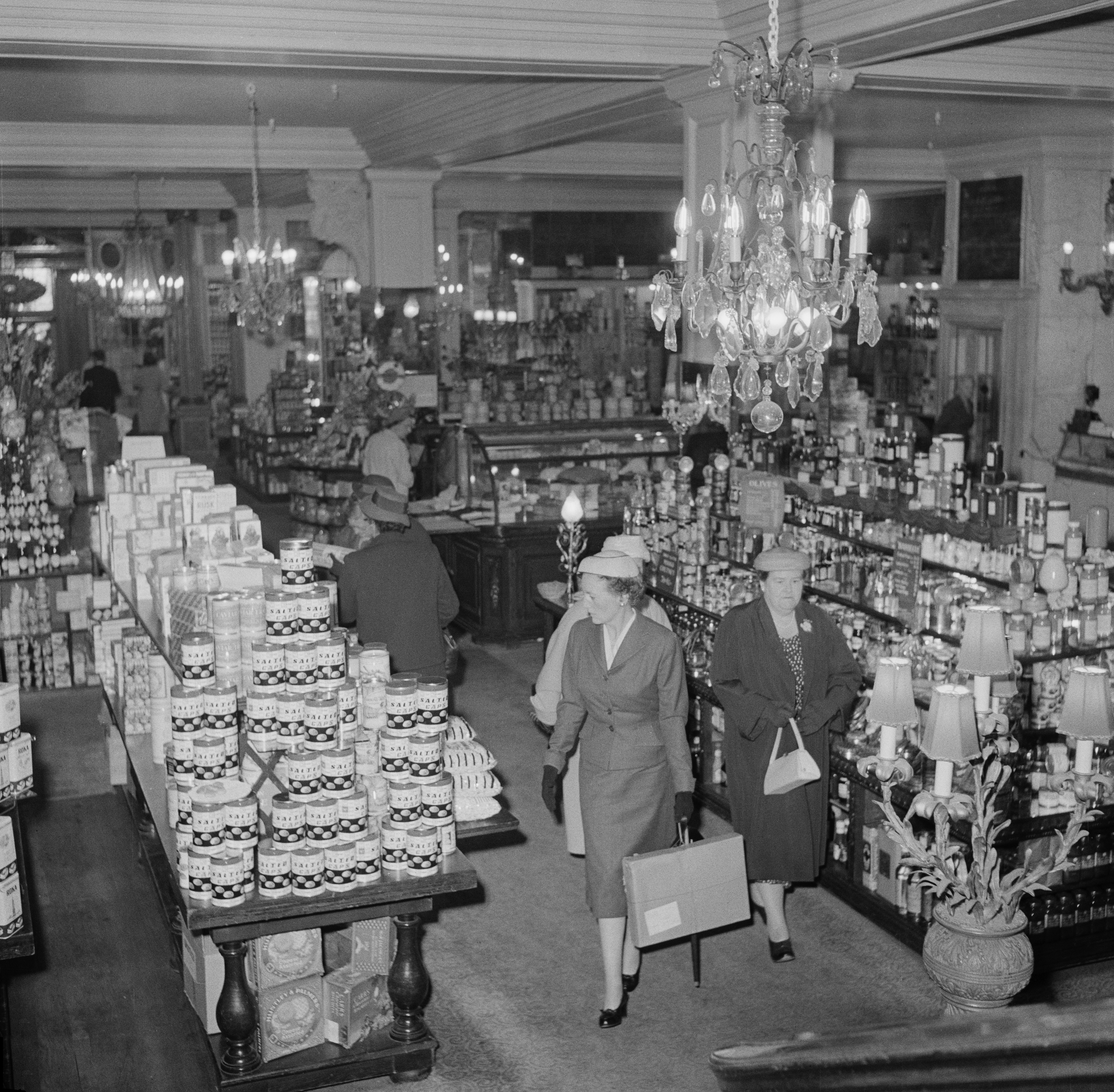Customers in Fortnum & Mason department store, Piccadilly, London, July 8th 1957.