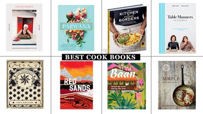 A composite image of eight of the best cook books for 2022