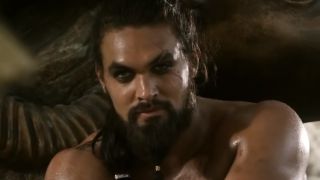 A screenshot of Jason Momoa as Khal Drogo on Game of Thrones.