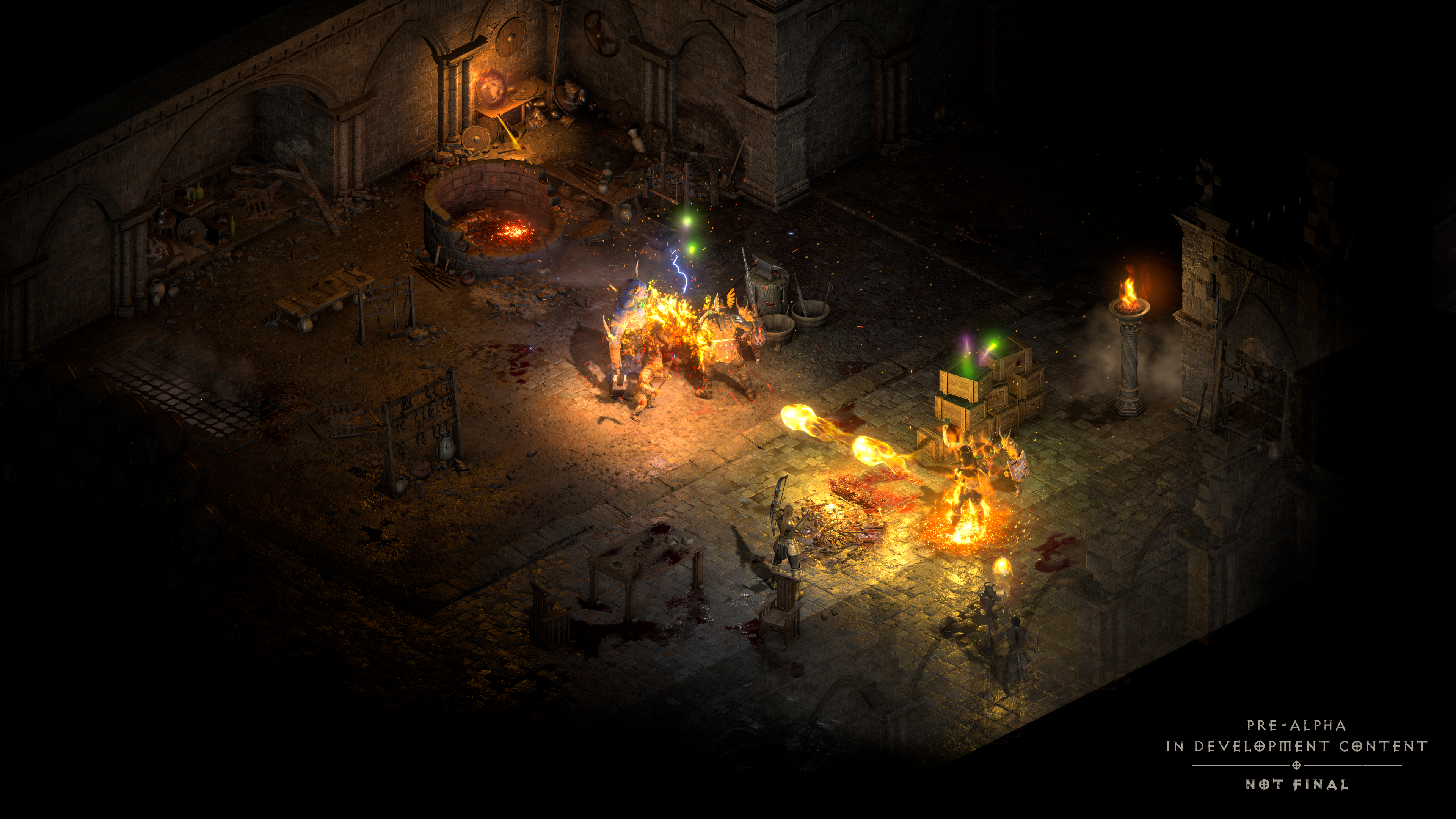 Diablo 2 Resurrected, pre-alpha in development image of combat