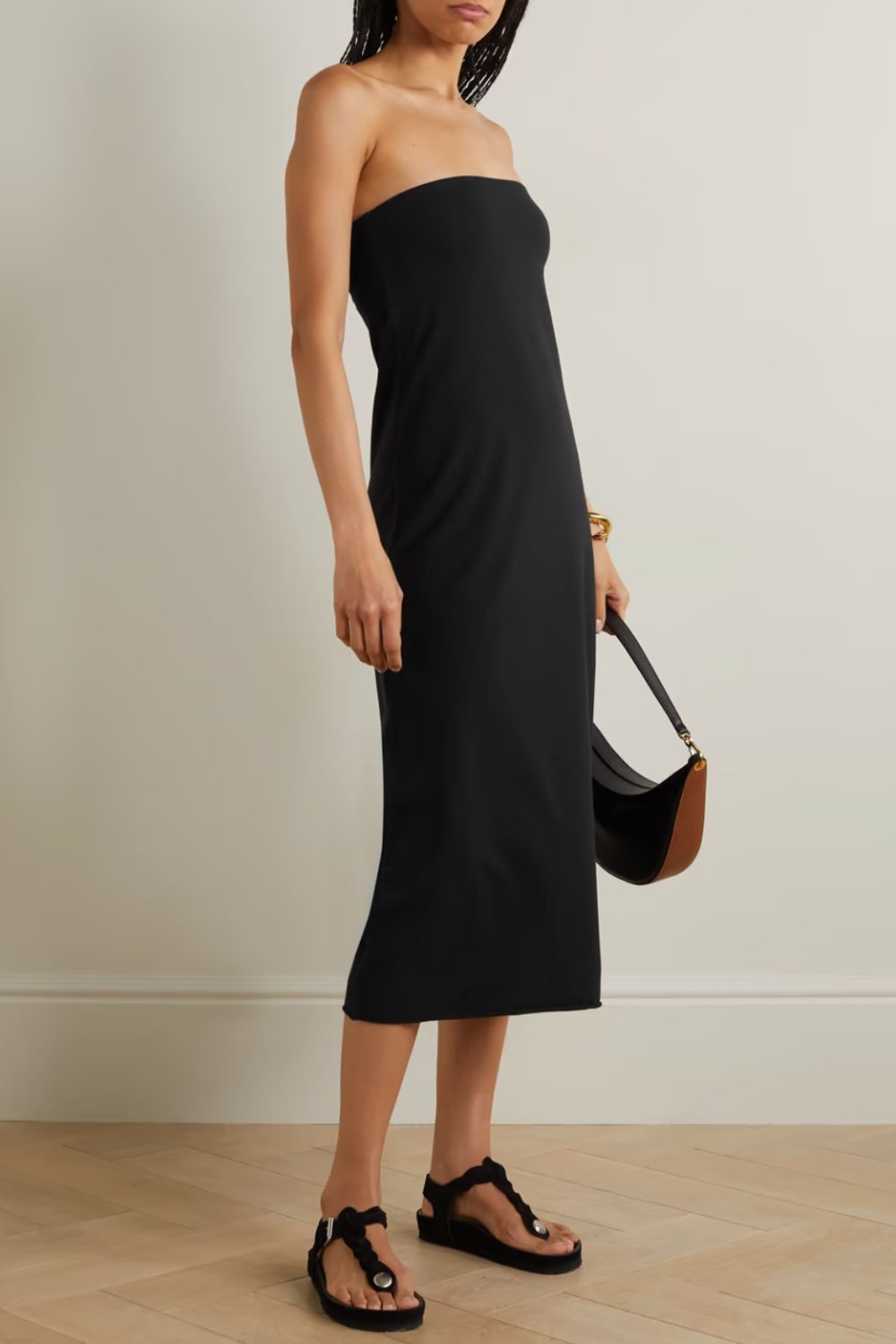 Skin Cybelle strapless stretch organic Pima cotton midi dress