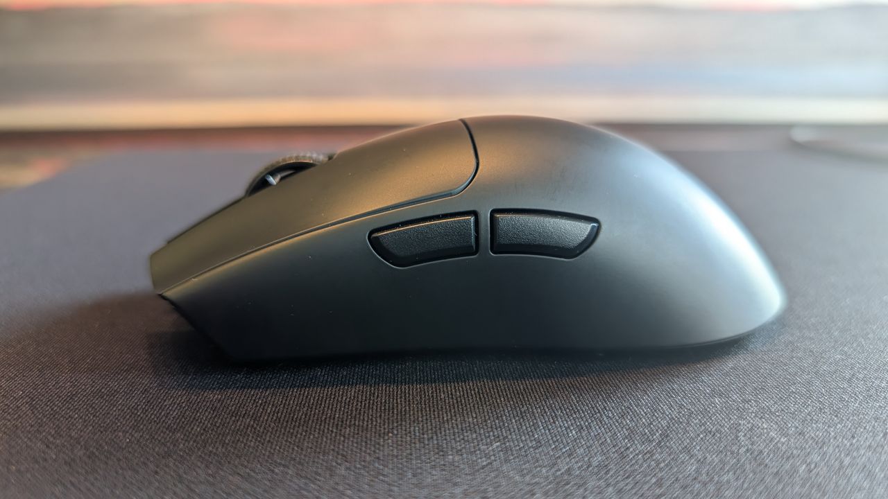 The Razer Viper V4 Pro gaming mouse pictured on the Razer Gigantus V2 Pro mouse mat.