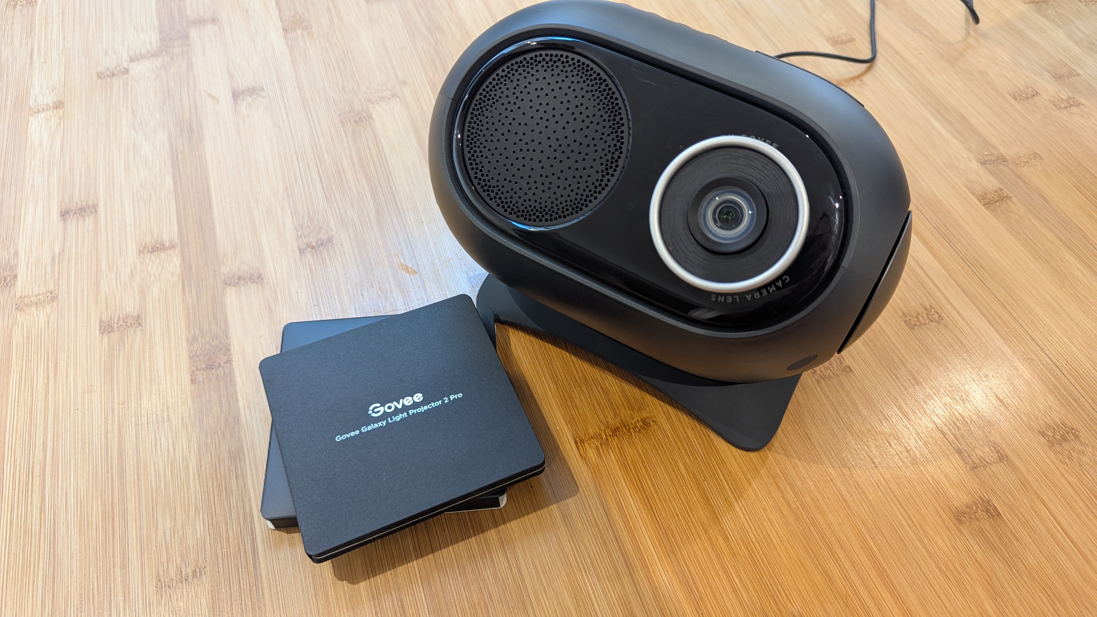 Govee Galaxy Light Projector 2 Pro on a table during review