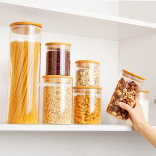 Glass containers with bamboo lids